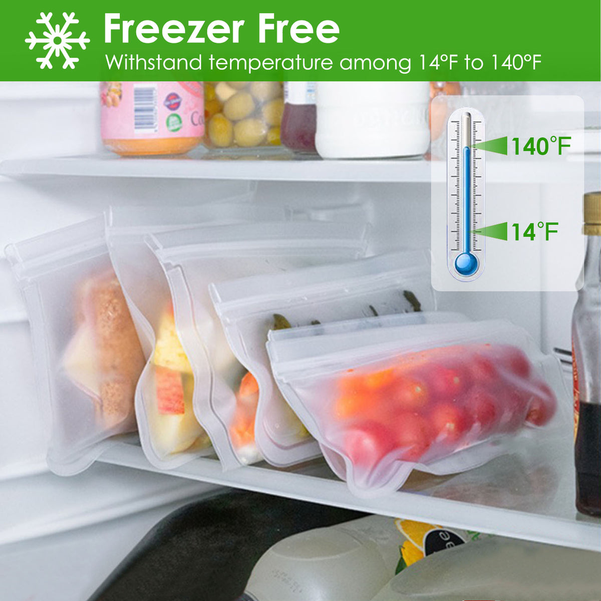20Pcs Reusable Food Storage Bags 5 Sandwich Snack Gallon Quart Bag Leakproof
