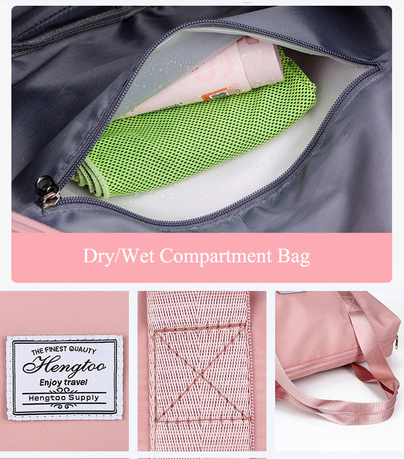 Large Capacity Expandable Gym Bag For Women - Waterproof Travel Duffel With Wet