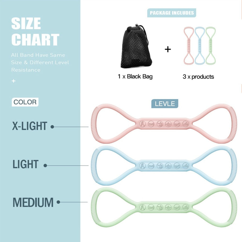 8-character Puller, Silicone Yoga Auxiliary Home Elastic Band Mini Kit, A Set