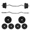 25kg Barbell Set, Adjustable Weights With Curl Bar