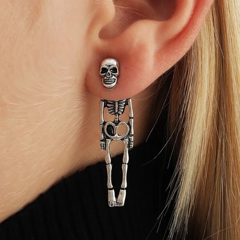 Halloween Earrings Skull Simulation Human Skeleton Detachable Stud