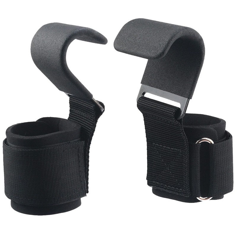 2Pcs Weight Lifting Hooks Gym Training Wrist Support Straps Bar Grips