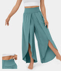 Loose Split Yoga Pants Summer Elastic High Waist Wide Leg Trousers Women's