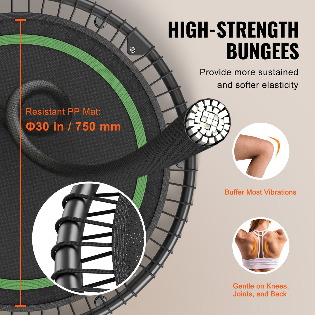 Foldable Mini Trampoline 40 Inch Fitness Rebounder Max Load 330lbs Exercise