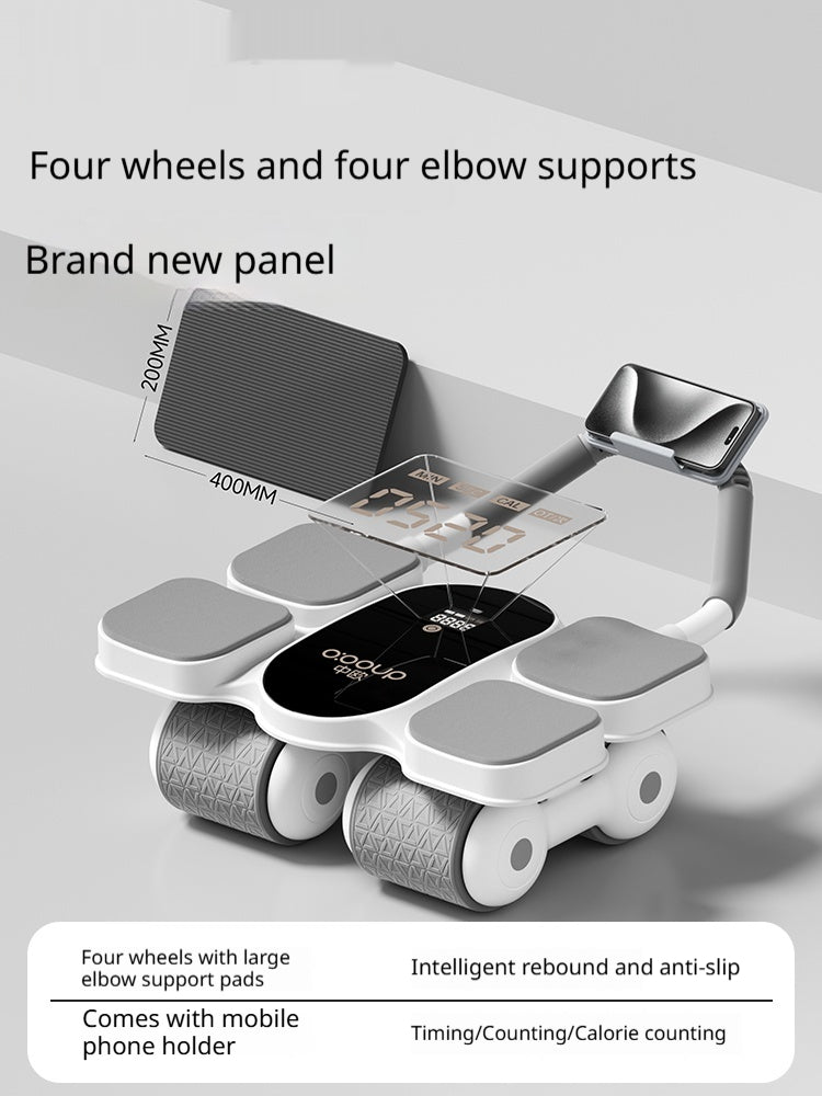 Automatic Self-resilient Rollable Ab Wheel With Belly Support For Core Training