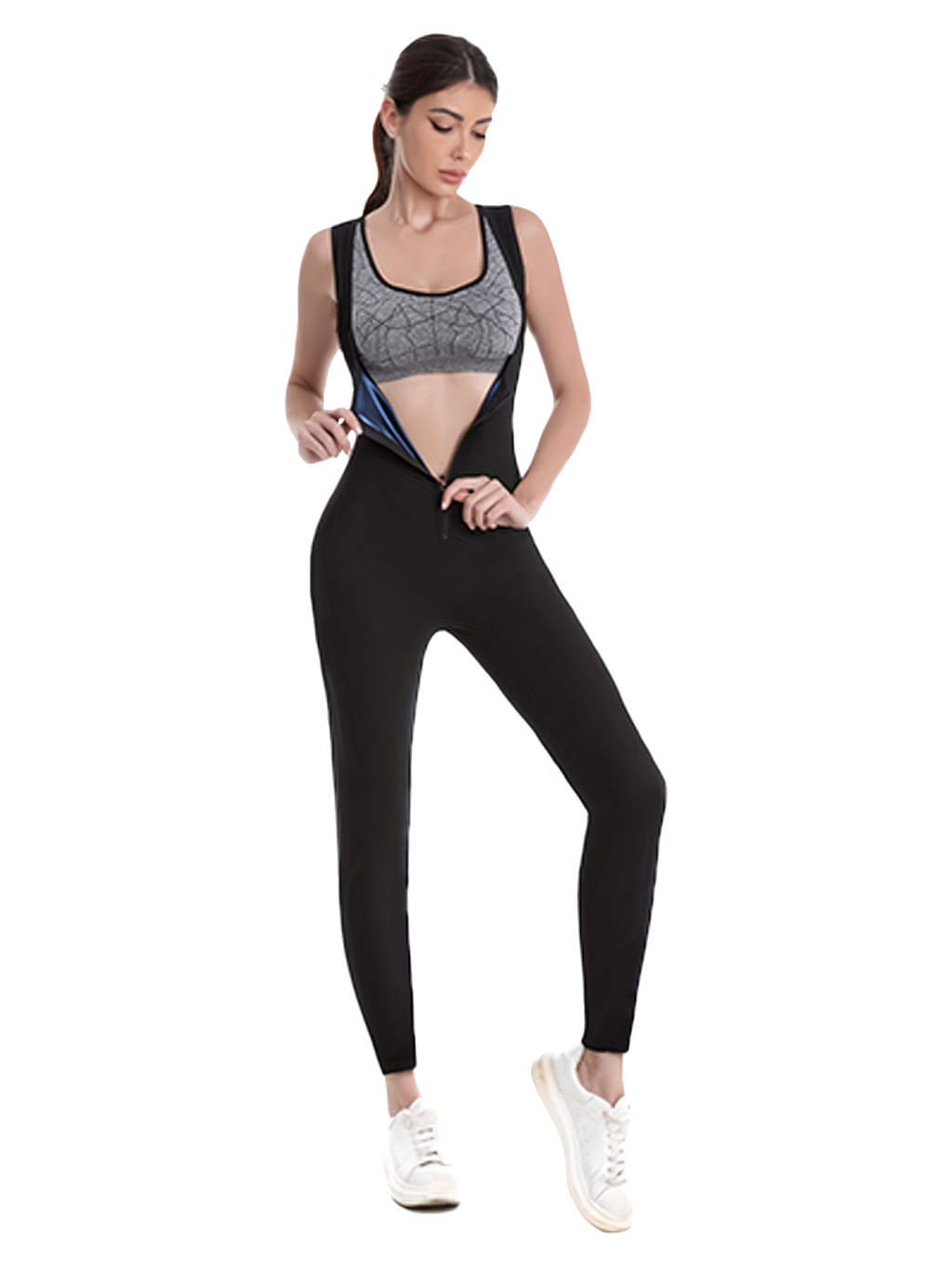 Sauna Suit For Women Sleeveless Tank Top Jumpsuit With Zipper, Sweat Waist