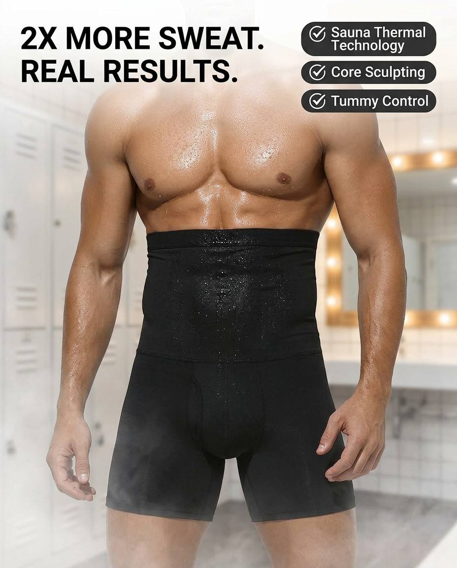 Sauna Short Pants For Men Sweat Suit Compression Shorts Tummy Control Shapewear
