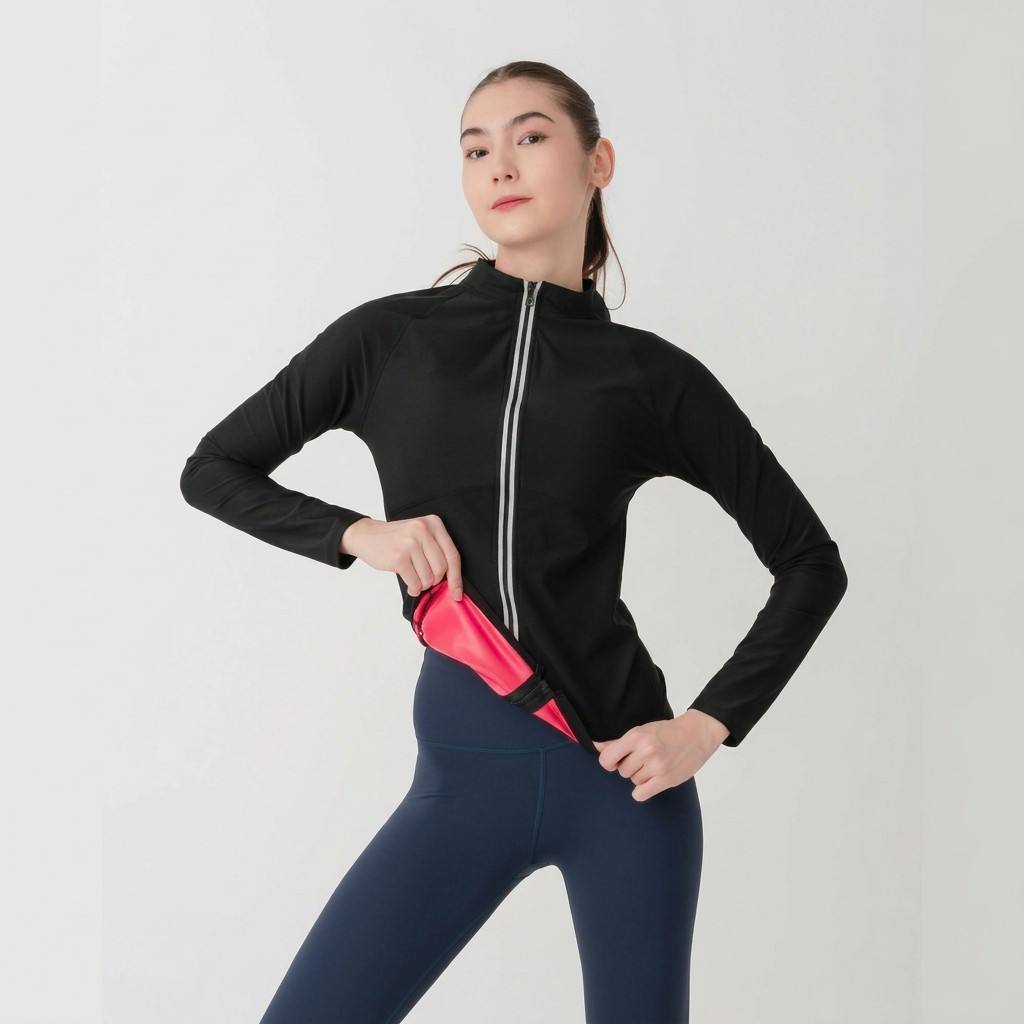 Sauna Jackets For Women Long Sleeves Sweat Suit Shirt Zipper Workout Gym