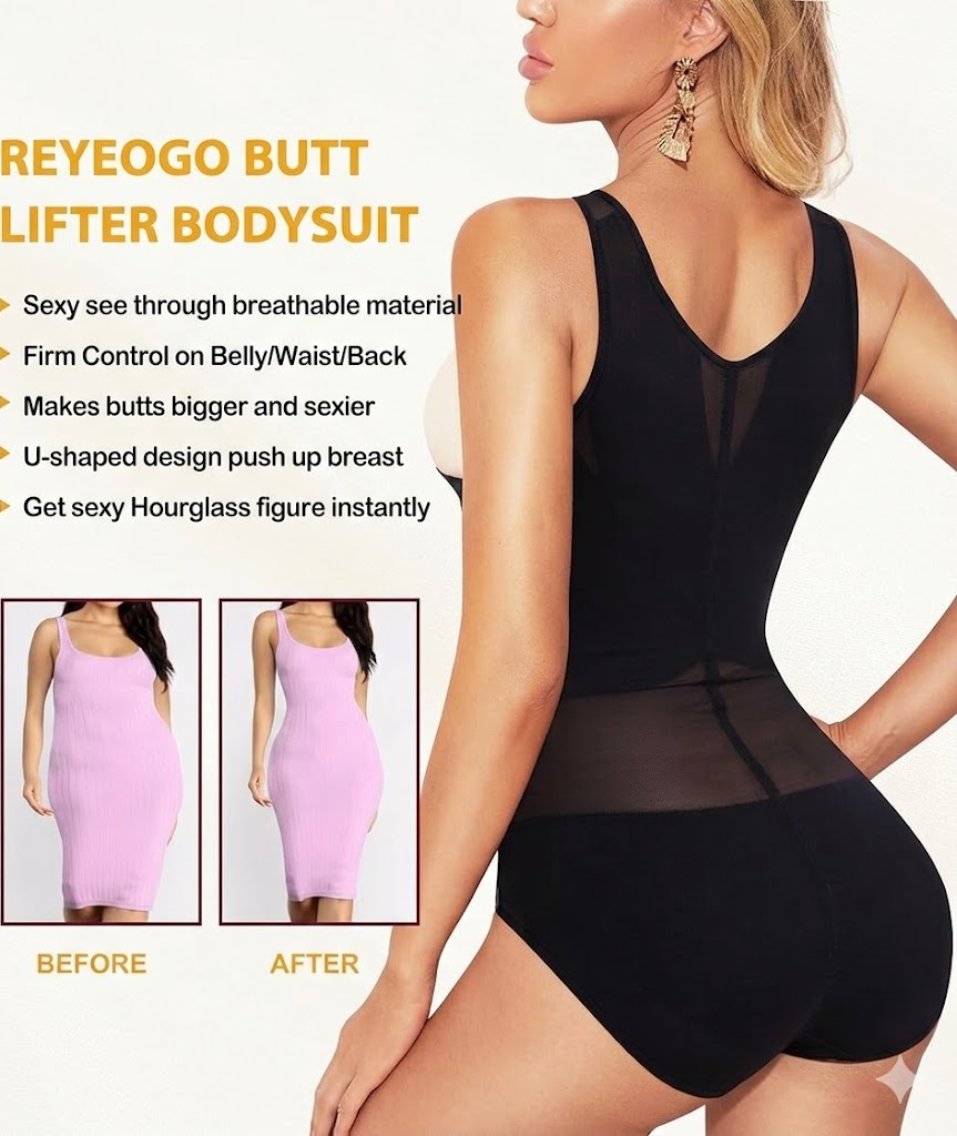 Shapewear Bodysuit For Women Tummy Control Butt Lifter Panty Hi-waist Trainer