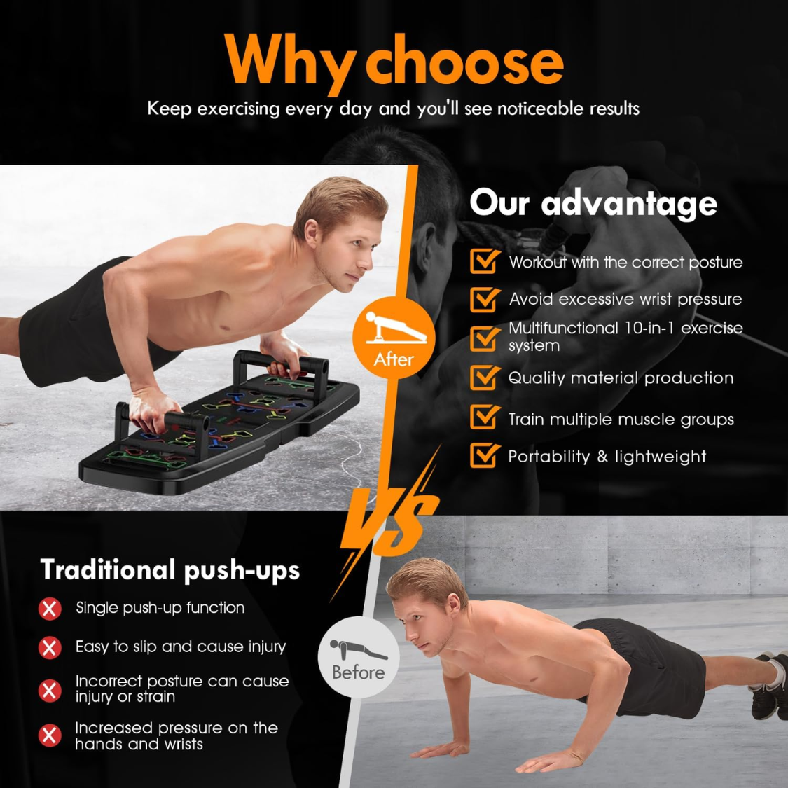 Push Up Board, Home Gym, Portable Exercise Equipment, Pilates Bar And 20