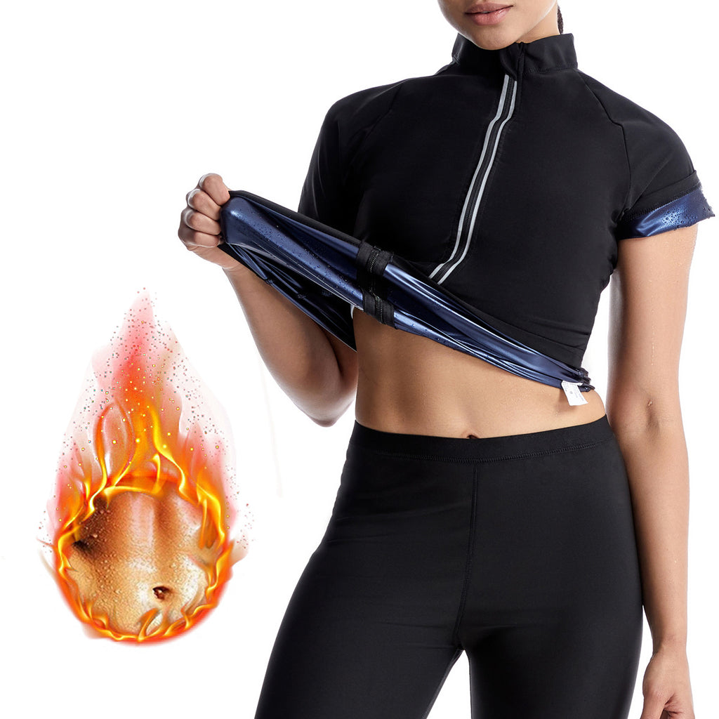 Sauna Clothes Women's Violently Sweat Suit Short Sleeve Shorts