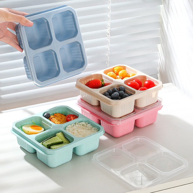 1PC Snack Containers, Divided Bento Lunch Box With Transparent Lids, Reusable