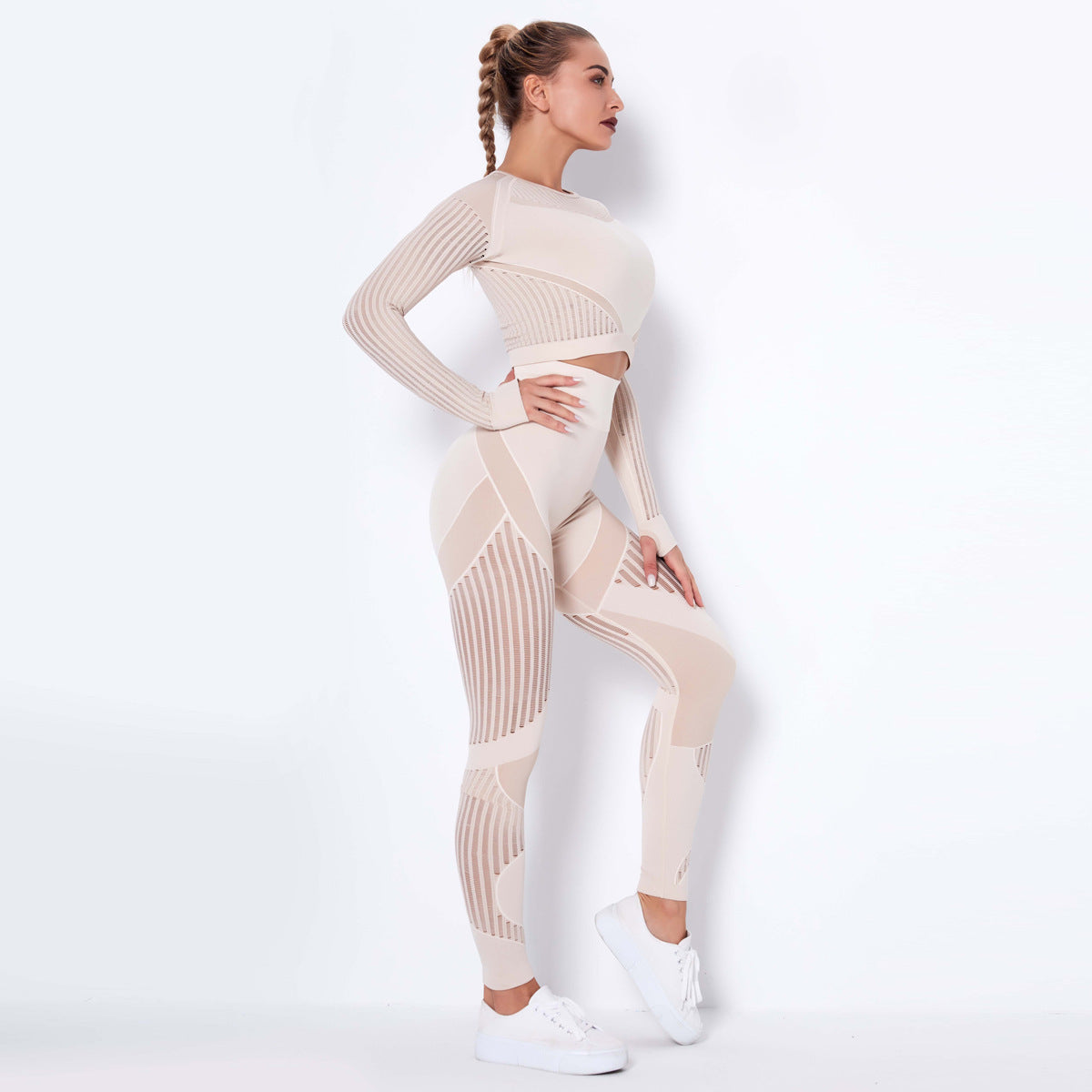 Seamless Knitted Absorbent Yoga Long-sleeved Suit Wearsuit