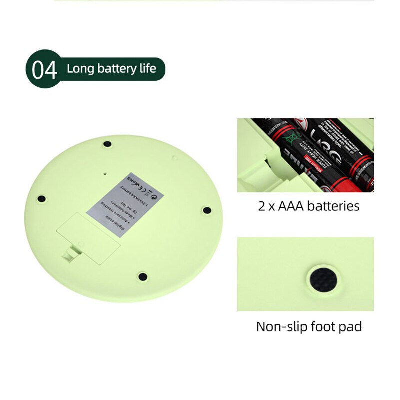 Kitchen Scale 5kg Weight Grams Digital Balance Precision Accurate Green