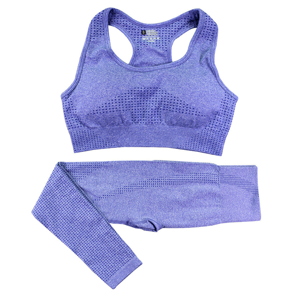 2PCS Seamless Yoga Set Women Tracksuit High Waist Leggings Workout Sportswear