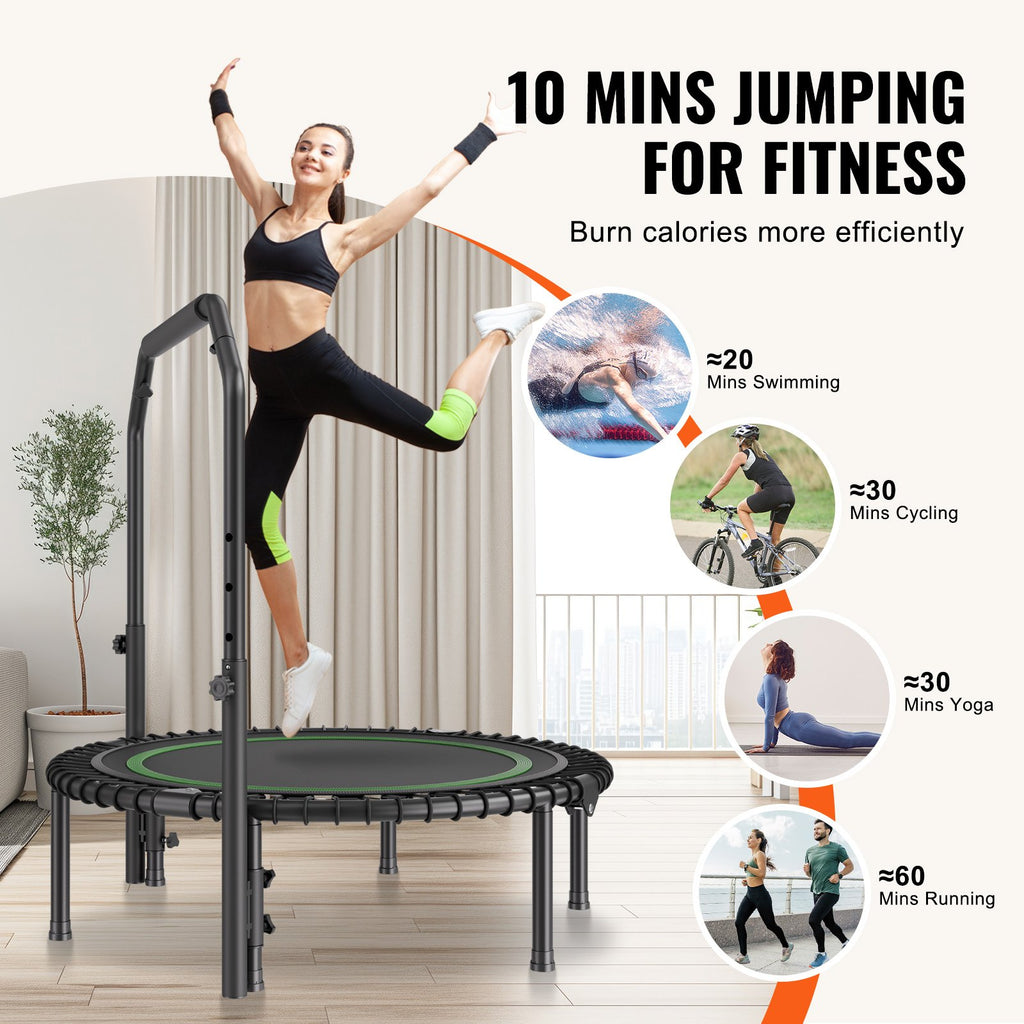 Foldable Mini Trampoline 40 Inch Fitness Rebounder Max Load 330lbs Exercise