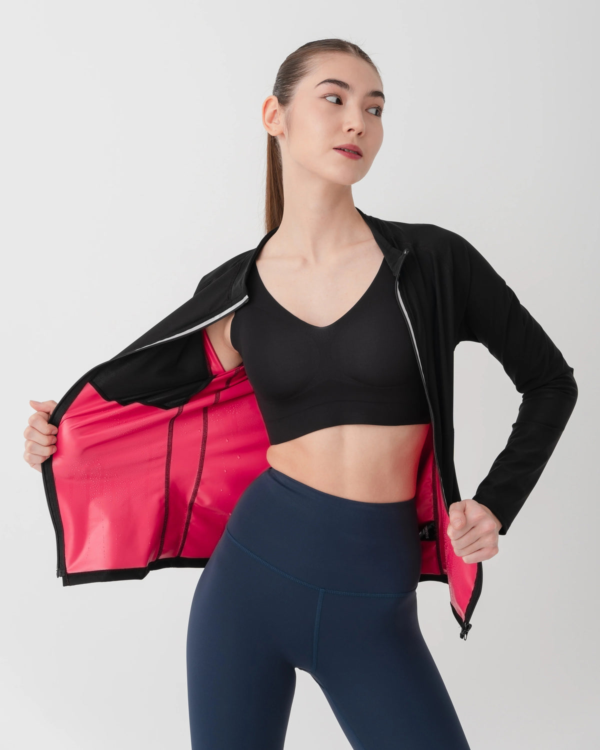Sauna Jackets For Women Long Sleeves Sweat Suit Shirt Zipper Workout Gym
