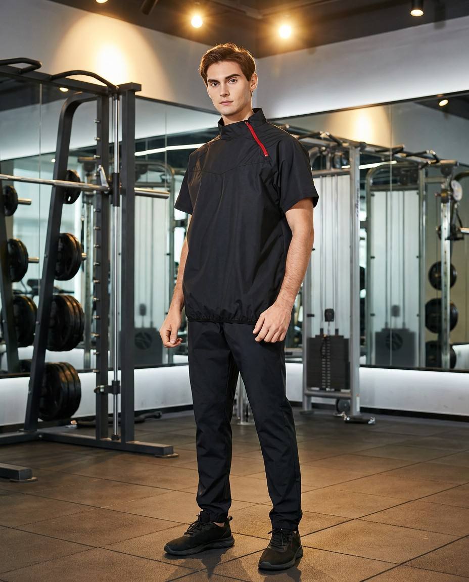 Pro Men's Heat Trapping Sauna Suit For Men Short Sleeve Shirt Gym Workouts With