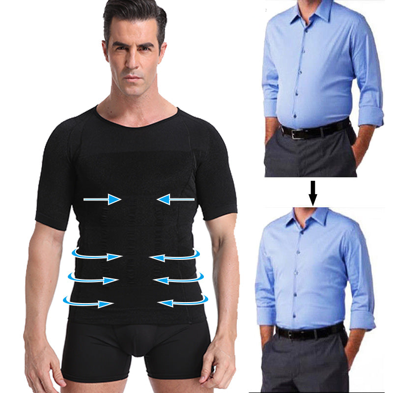 140D Men's Vest Shapewear Men Body Toning T-shirt Slimming Shaper Corrective