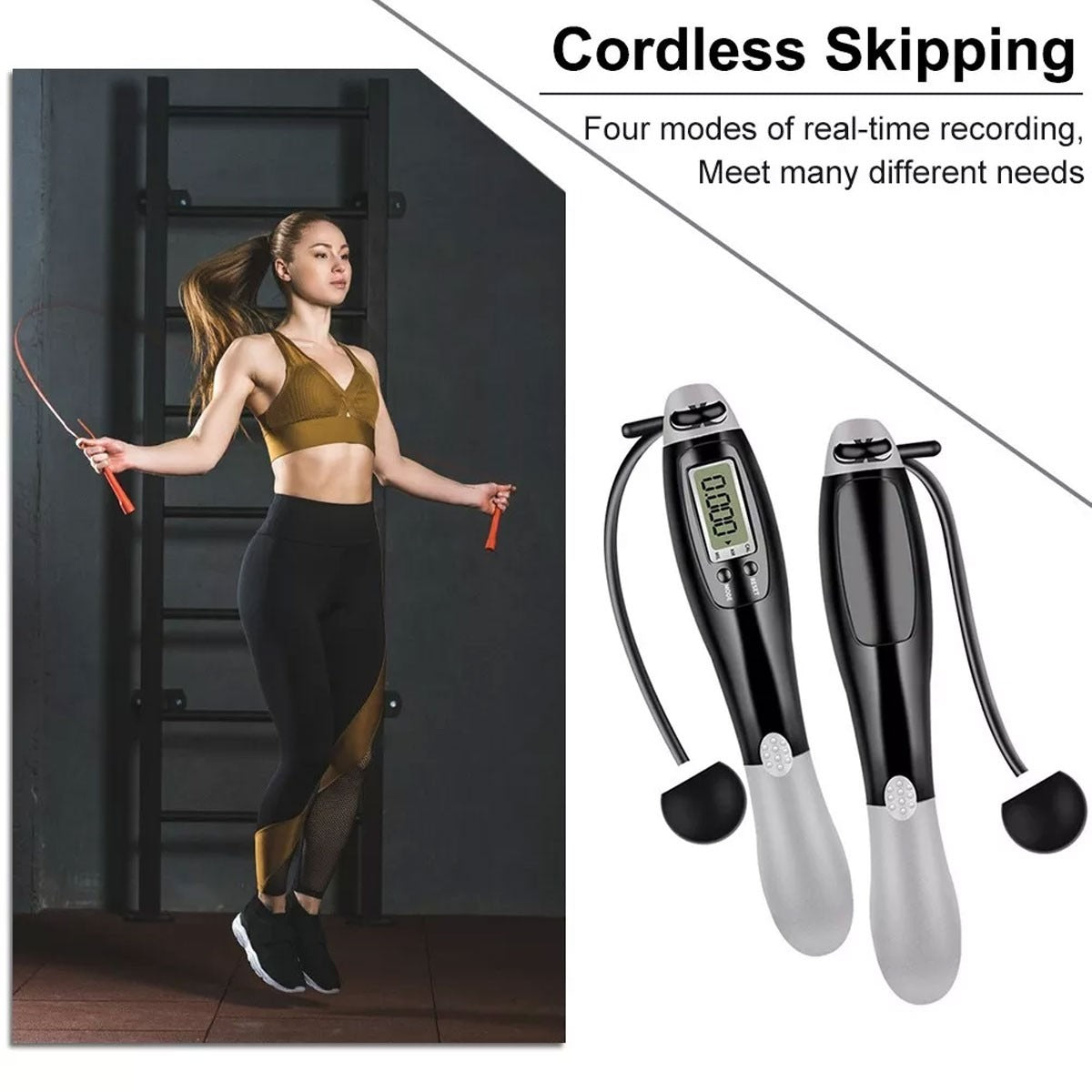 Cordless Skipping Rope Ropes Smart Screen With Weighted For Sports Fitness