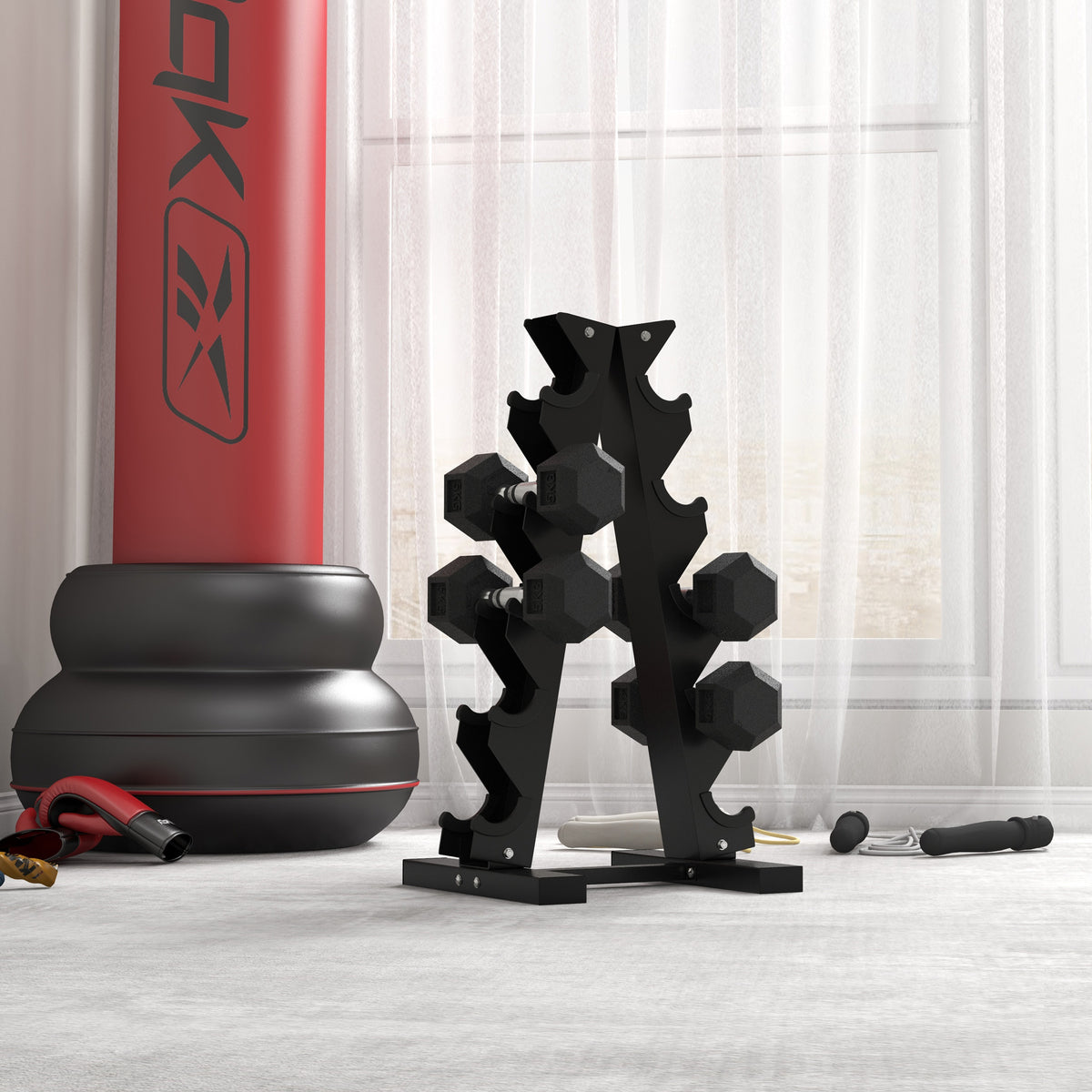 2x4kg Rubber Dumbbell Sports Hex Weights Sets Home Gym Fitness Hexagonal