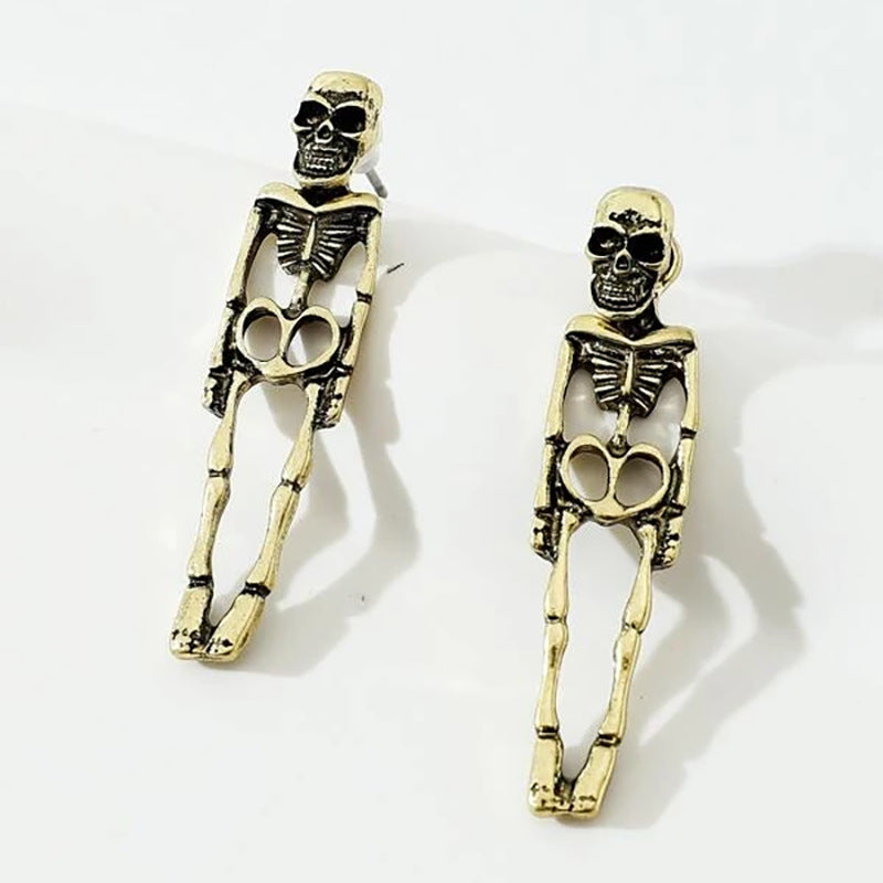 Halloween Earrings Skull Simulation Human Skeleton Detachable Stud