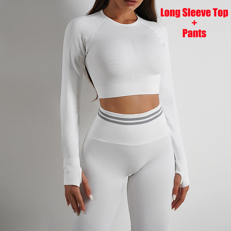 Seamless Yoga Pants Sports Gym Fitness Leggings Or Long Sleeve Tops Outfits