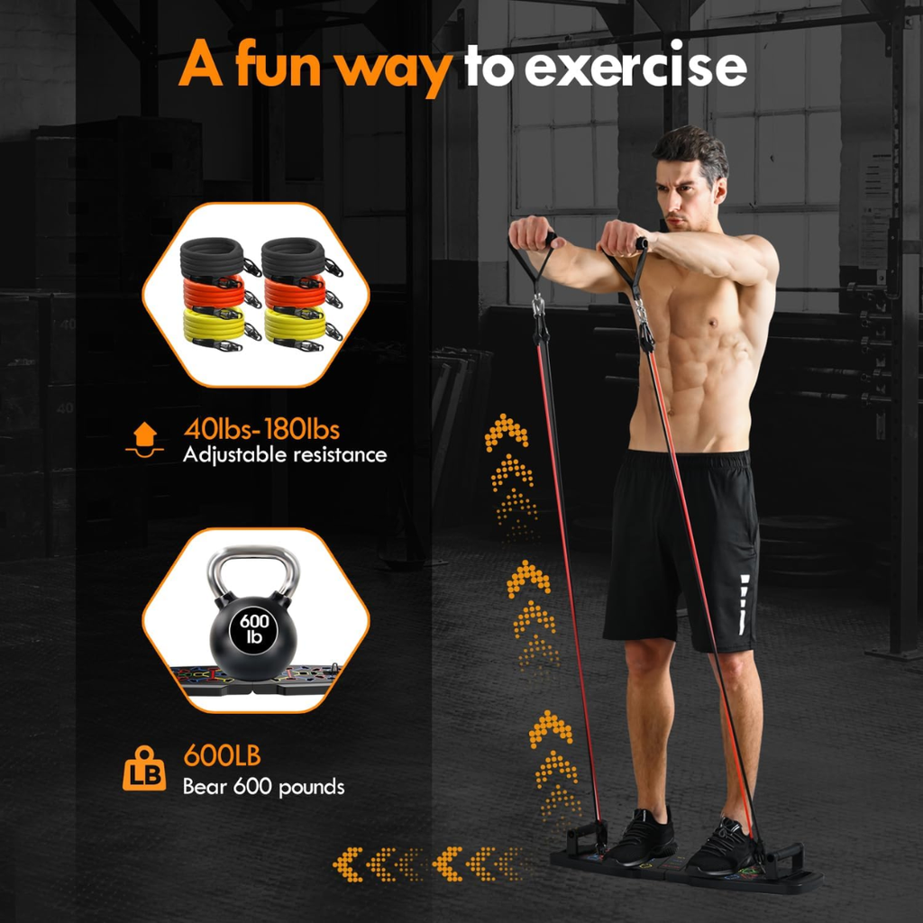 Push Up Board, Home Gym, Portable Exercise Equipment, Pilates Bar And 20