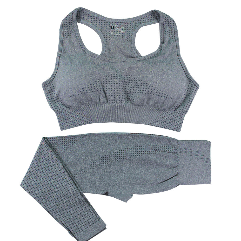 2PCS Seamless Yoga Set Women Tracksuit High Waist Leggings Workout Sportswear