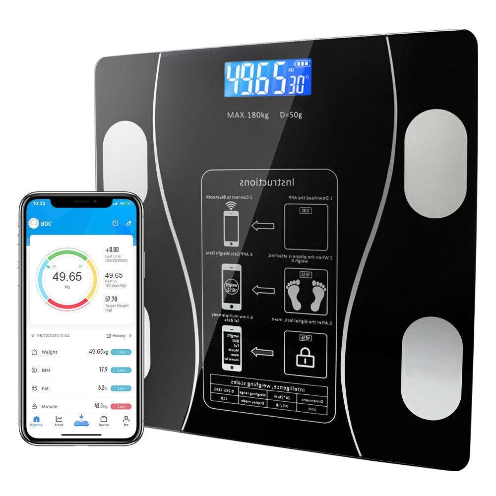 Body Scale 180kg Bluetooth Smart BMI Digital Bathroom Wireless Weight Scales