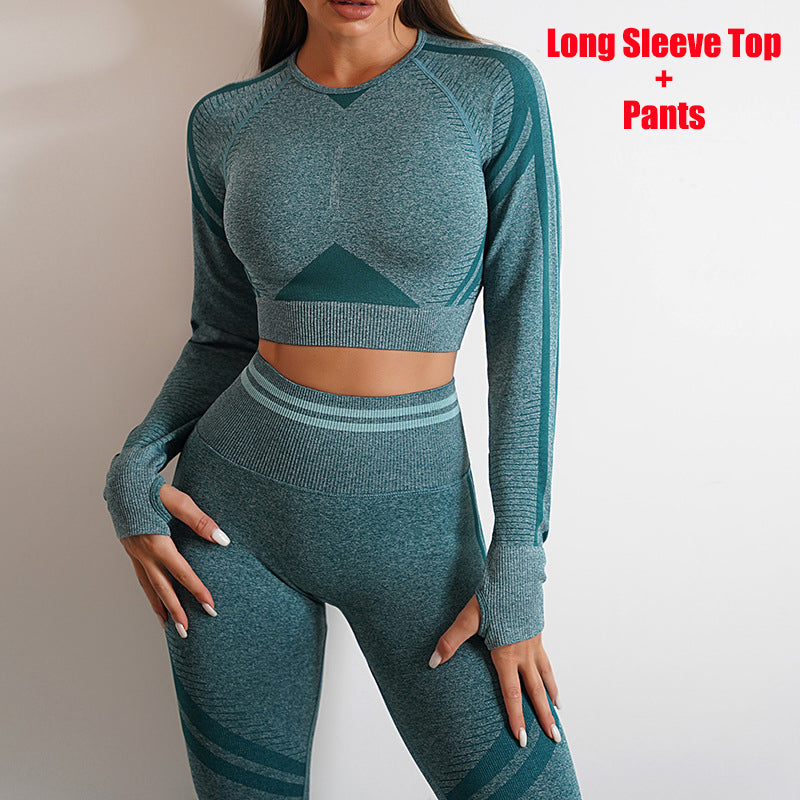 Seamless Yoga Pants Sports Gym Fitness Leggings Or Long Sleeve Tops Outfits