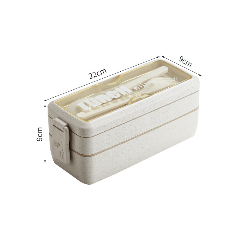 Wheat Straw Double-layer Insulated Lunch Box Portable Sealed Student Divided