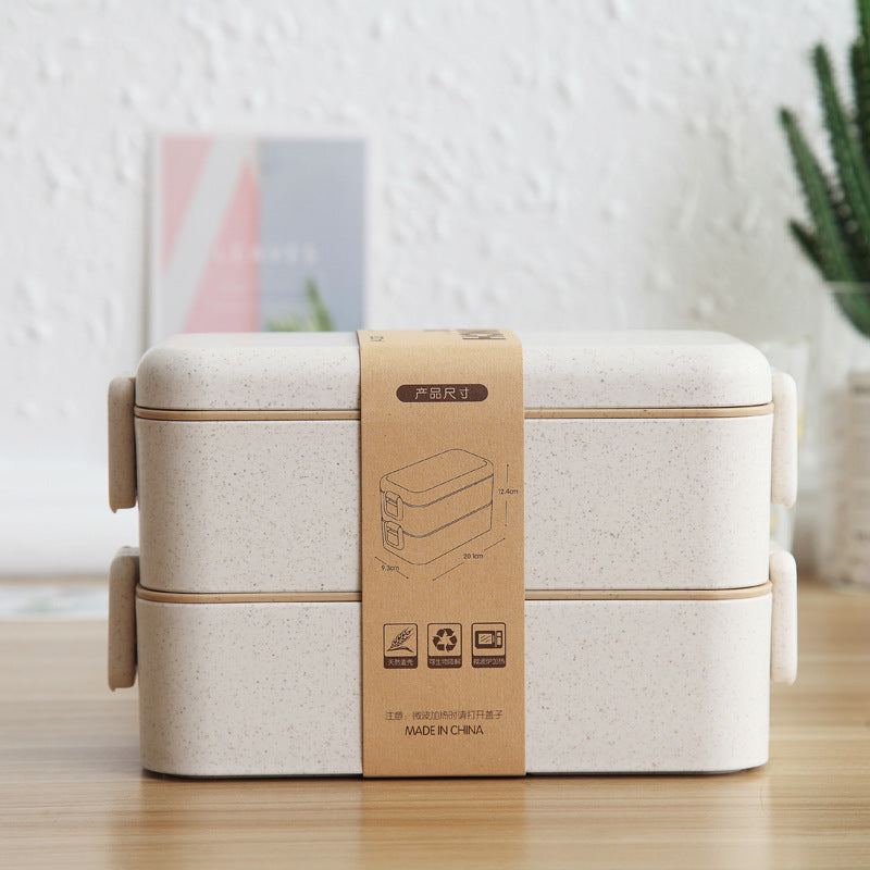 Wheat Straw Lunch Box Japanese Tableware Microwave Oven Student Multi-layer