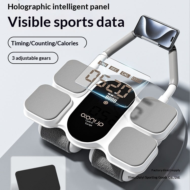 Automatic Self-resilient Rollable Ab Wheel With Belly Support For Core Training
