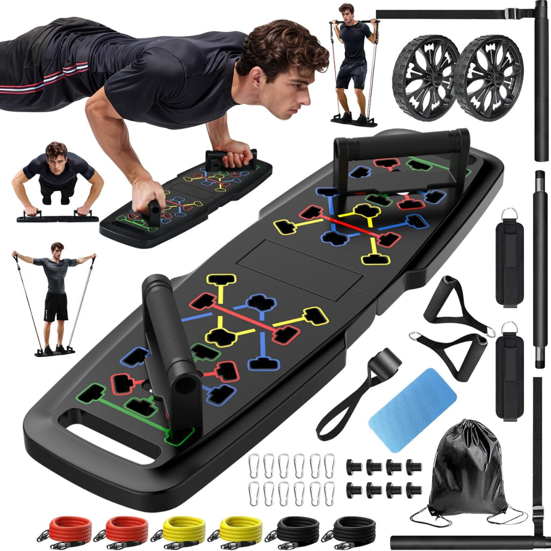 Push Up Board, Home Gym, Portable Exercise Equipment, Pilates Bar And 20