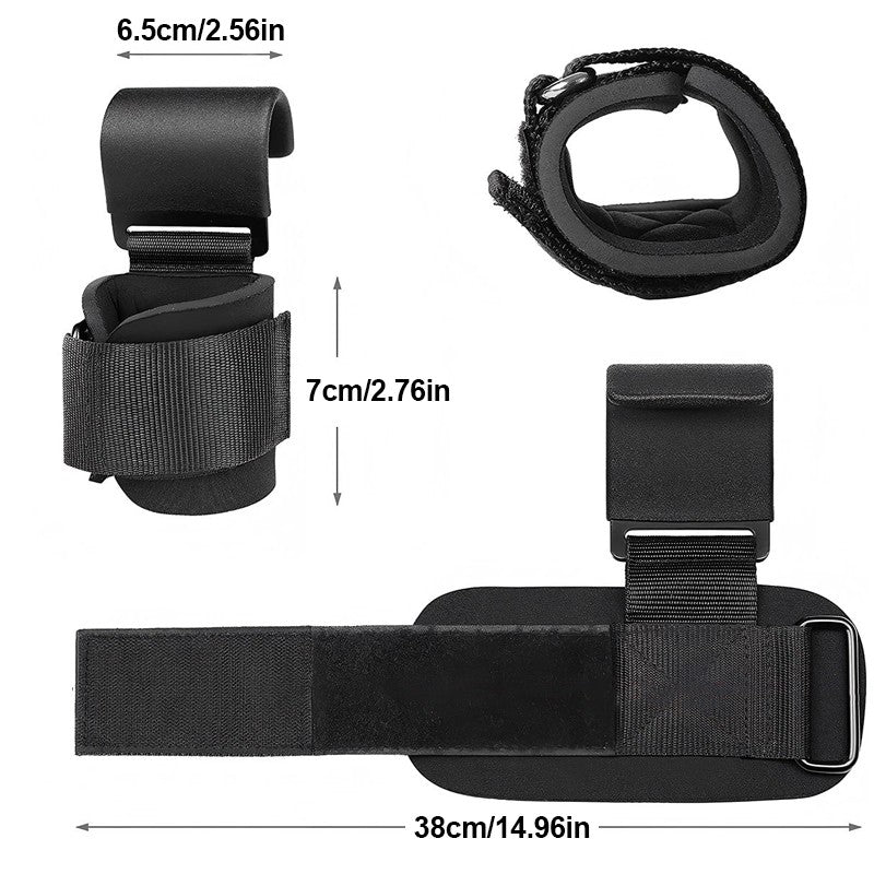 2Pcs Weight Lifting Hooks Gym Training Wrist Support Straps Bar Grips