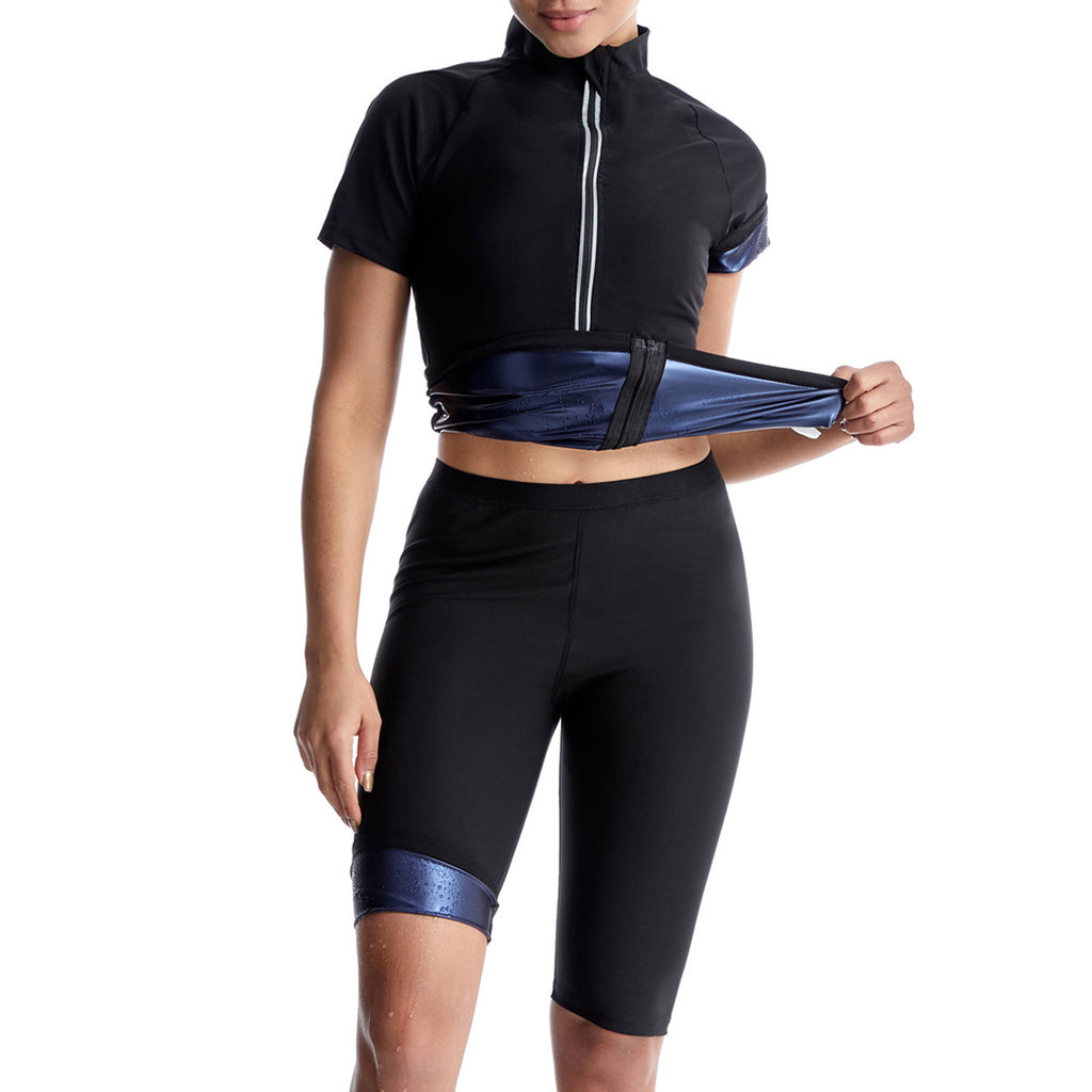 Sauna Clothes Women's Violently Sweat Suit Short Sleeve Shorts