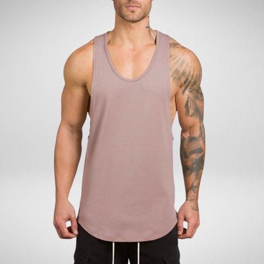 Men Long Tank Muscle Workout T-shirt Bodybuilding Gym Athletic Training Sports