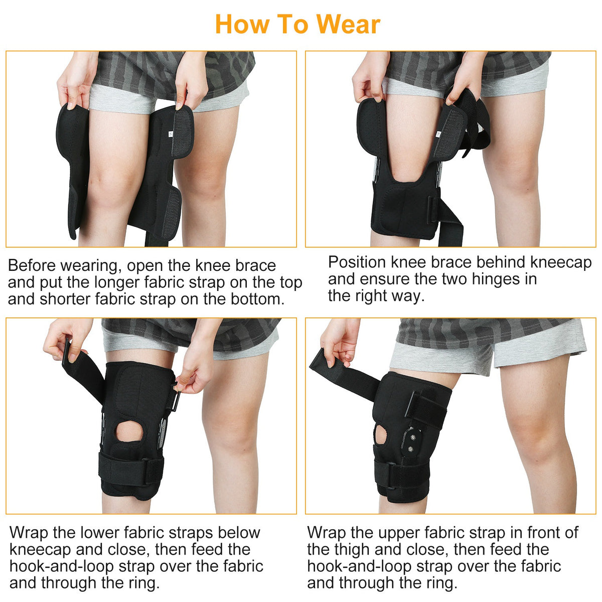 Sport Knee Brace Adjustable Open Patella Support Compression Wrap For Running