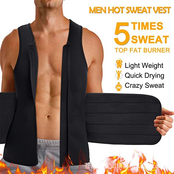 Men's Neoprene Sauna Zipper Waist Trainer Vest Belt Shapewear Trimmer Cincher