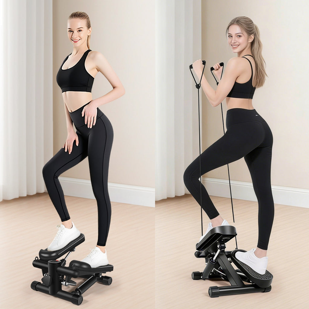 Mini Exercise Stepper With Resistance Bands And LCD Monitor Home Fitness