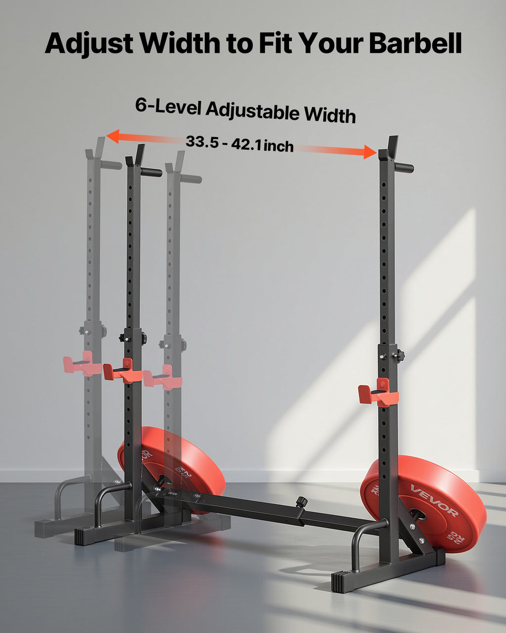 Power Cage Squat Rack, Home Gym Rack With Adjustable Height & Width, 550LBS