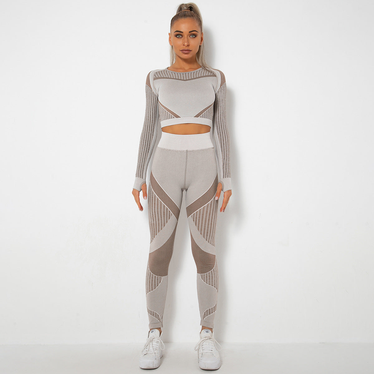 Seamless Knitted Absorbent Yoga Long-sleeved Suit Wearsuit