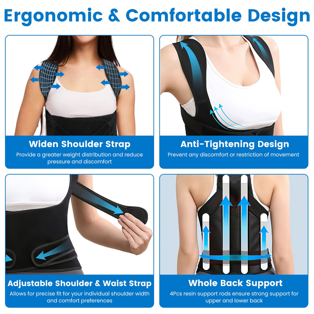 3 Size Options Posture Corrector For Women Men Adjustable Back Brace Trainer