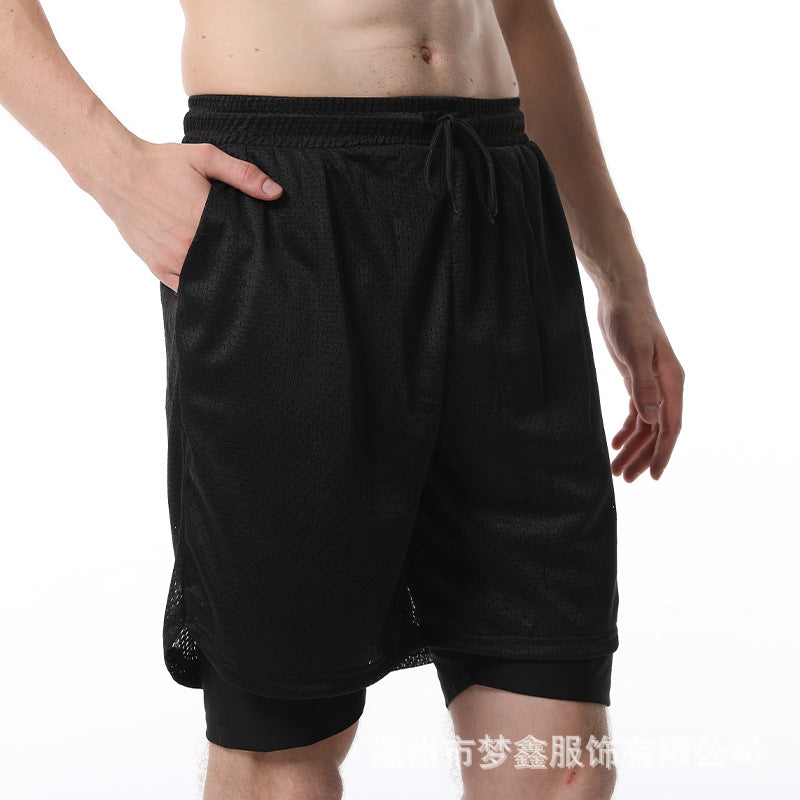 2-in-1 Double-layer Men's Sweat Shorts Sauna Suit Bottoms Compression Training