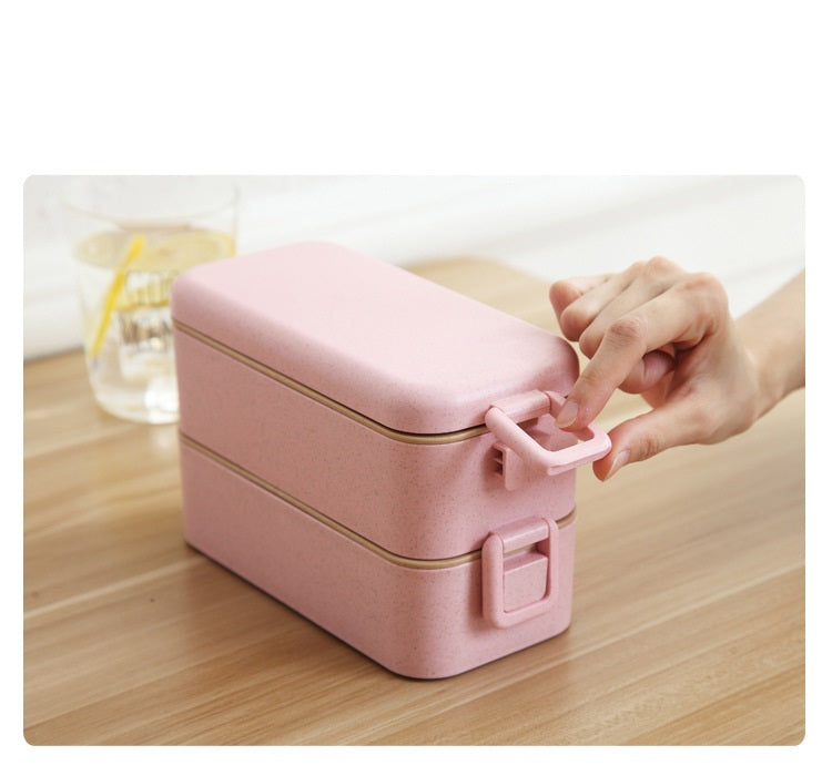 Wheat Straw Lunch Box Japanese Tableware Microwave Oven Student Multi-layer
