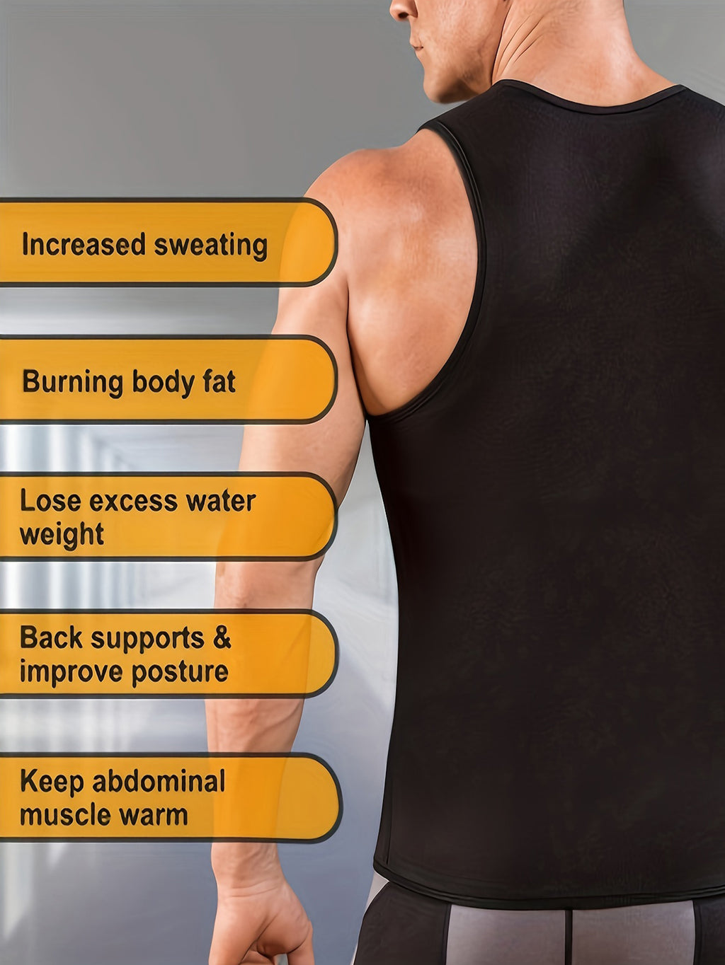 Sauna Sweat Vest Workout Tank Top Waist Trainer For Men Compression Enhancing