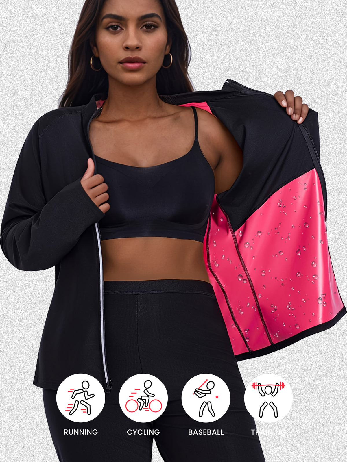 Sauna Jackets For Women Long Sleeves Sweat Suit Shirt Zipper Workout Gym
