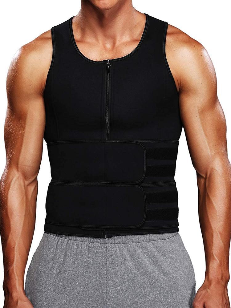 Fitness Men Shapewear Sauna Vest Waist Trainer Double Belt Sweat Shirt Corset