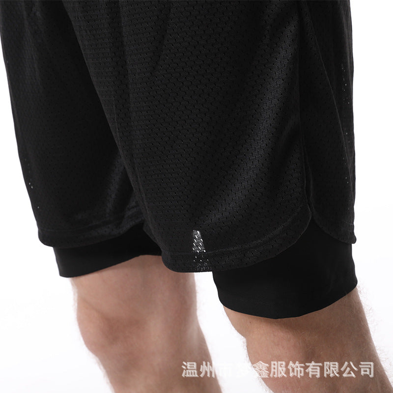 2-in-1 Double-layer Men's Sweat Shorts Sauna Suit Bottoms Compression Training